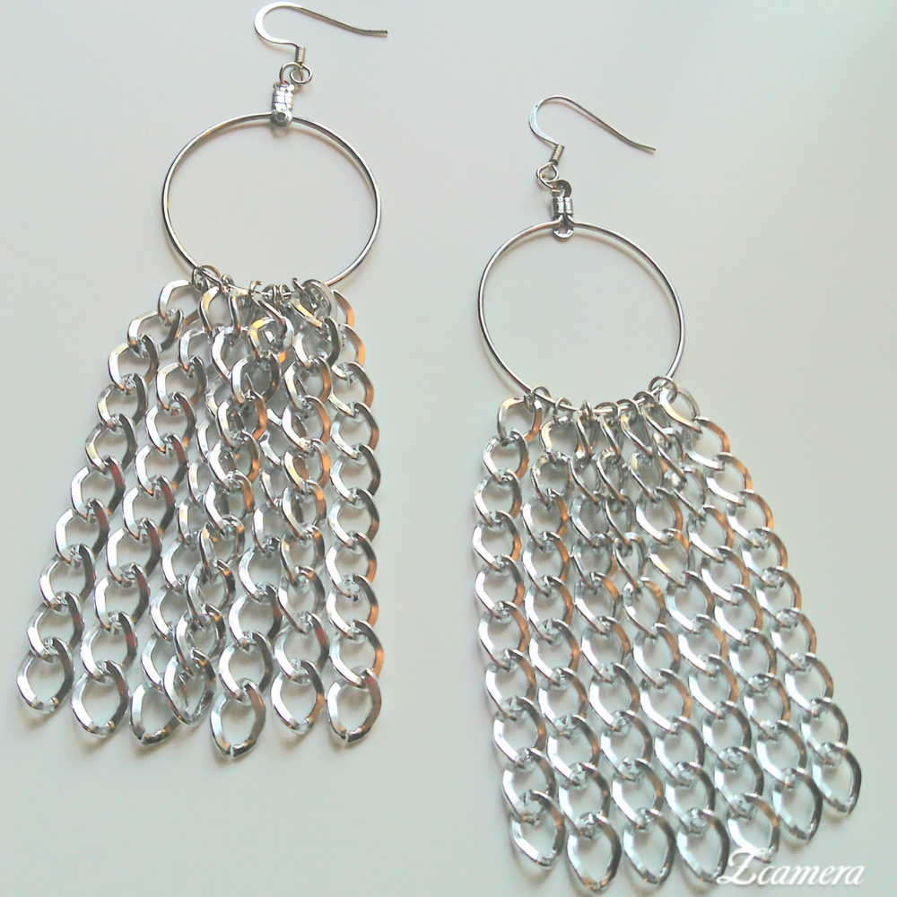 Elegant Silver Chain Dangle Earrings